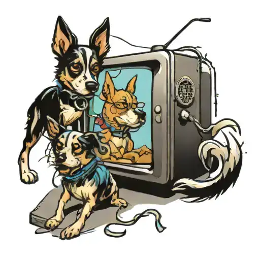 Dogs Running Out Of A Tv Broken Screen