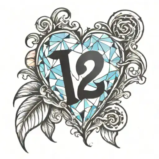 A Crystal Heart With The Number 32 Chipped Out Of It