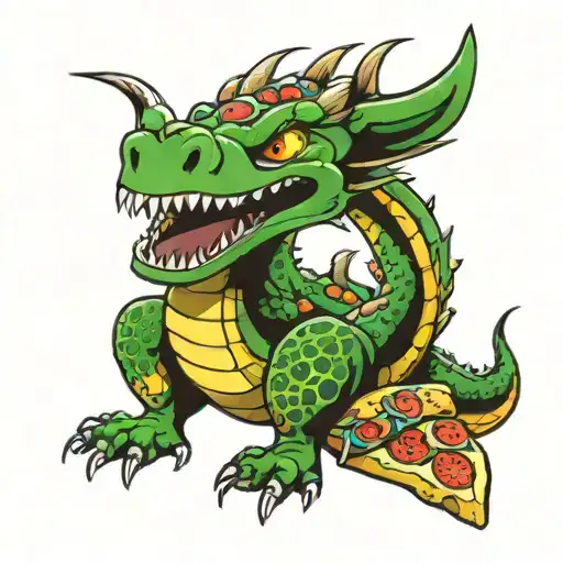 Dragon Eating Pizza