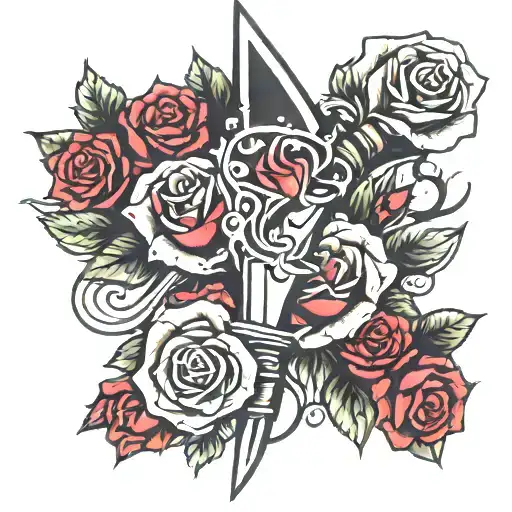 Dagger And Roses Intertwined