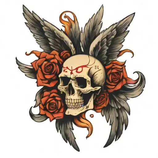 Skull And Wings Spread Wide