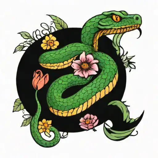 Snake With Flowers
