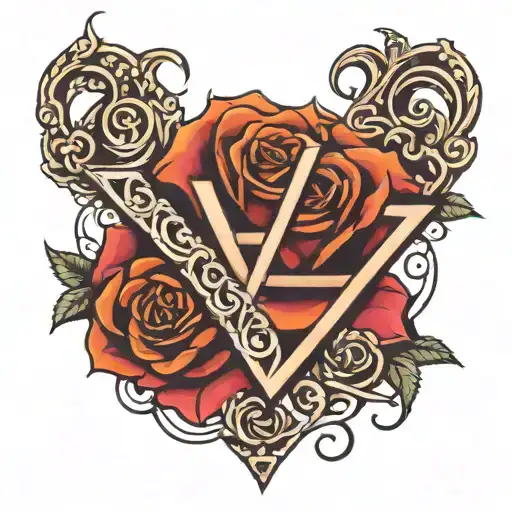 Rose Chain Letter V Letter Hugging