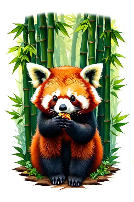 Red Panda Eating Bamboo Forest