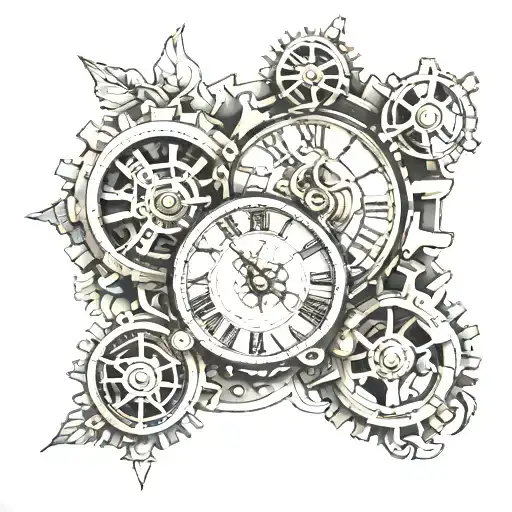 Clock Gears And Roman Coloseum Together