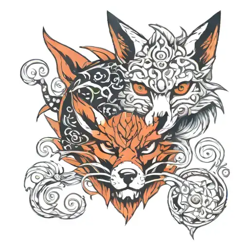 Dragon And Fox In A Mask