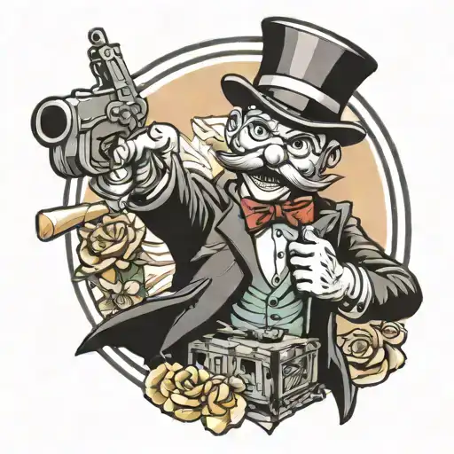 Monopoly Man Holding Gun