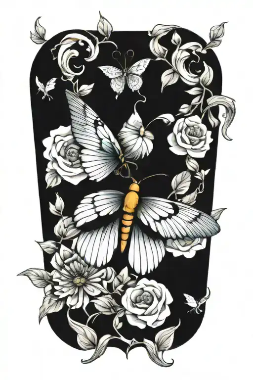 Butterfly With Eagle Eyes Surrounded By Flowers