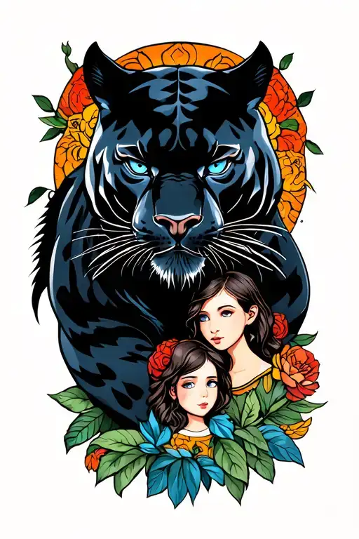 A Black Panther Protecting His Family