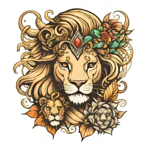 Goddess And Lion Face