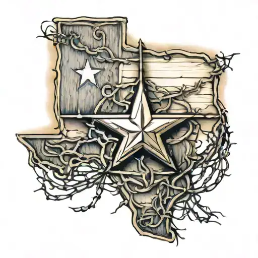 Barbed Wire Wrapping Texas State Outline