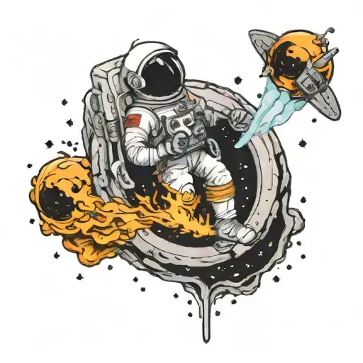 A Tattoo Of An Astronaut Being Sucked Into A Black Hole