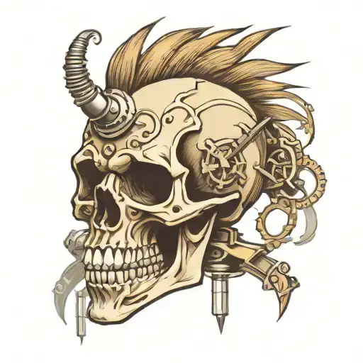 Steam Punk Skull With Mohawk
