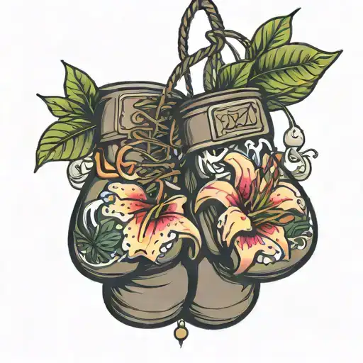 Lily Flower Boxing Gloves Hanging Off One