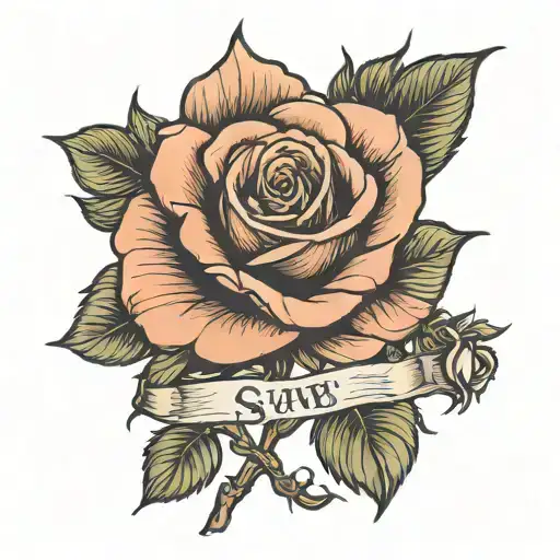 Rose With Name Between Stem