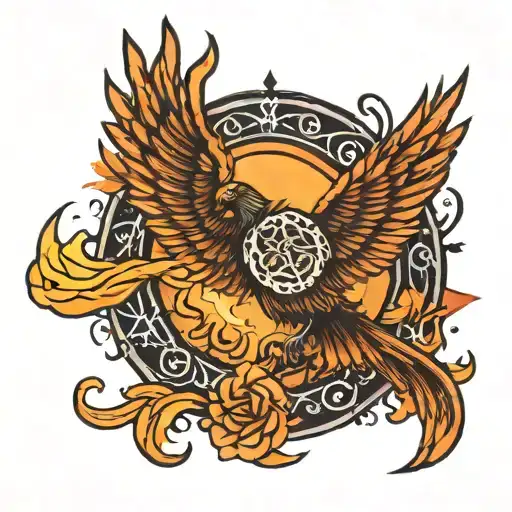 Phoenix Rising Phoenix Wings Spread With A Crescent Moon