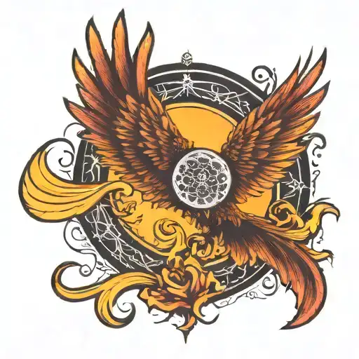 Phoenix Rising Phoenix Wings Spread With A Crescent Moon