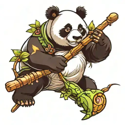 Panda Holding A Gecko On A Stick