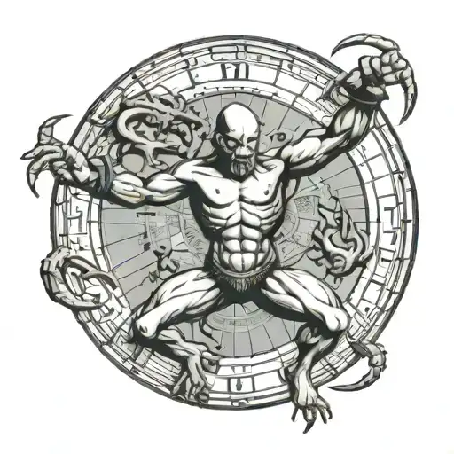 Atlas Holding Up The World With Zodiac Wheel Surrounded With The Cancer Crab