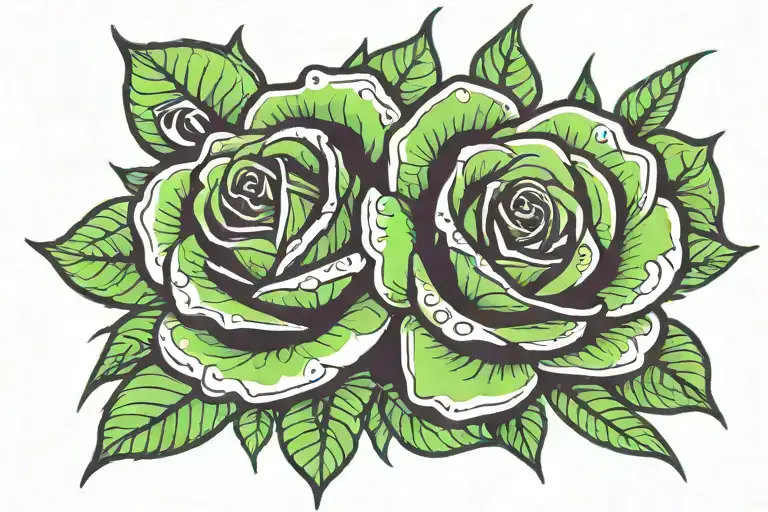 Neon Green And Black Rose Bright Colours Bold Lines