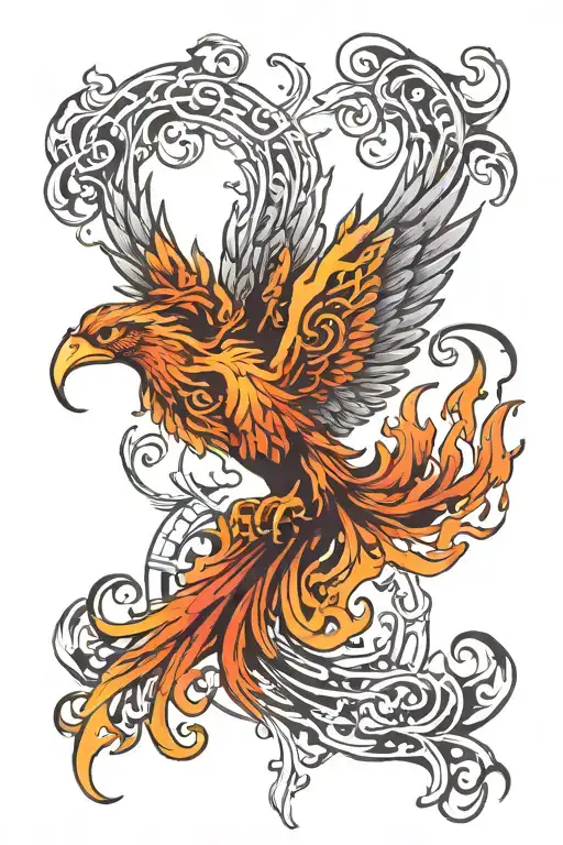 Phoenix Rising From Flames