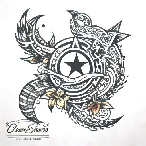 Line With Crescent And Star