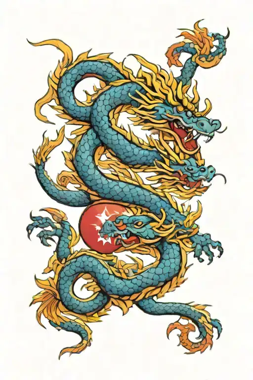 Philippine Flag And Chinese Dragon