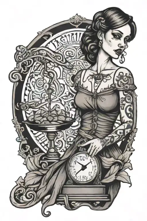 Broken Woman Holding Scale Balanced