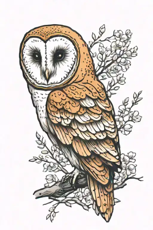 Barn Owl Perched On A Branch