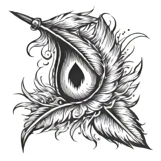 Sharp Feather That Cuts The Air Forming A Tear