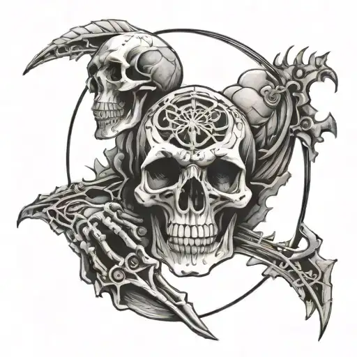 Ancient Egpty Catacombs Entrance Skeleton Black And White