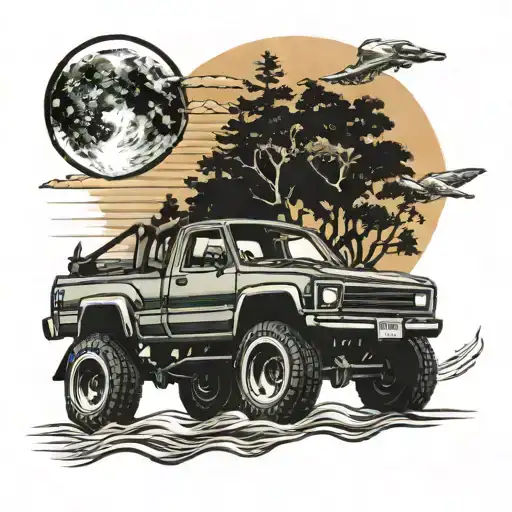 1986 Toyota Truck Driving Into Sunset