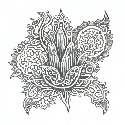 Oklahoma State Outline Filled With Indian Pattern