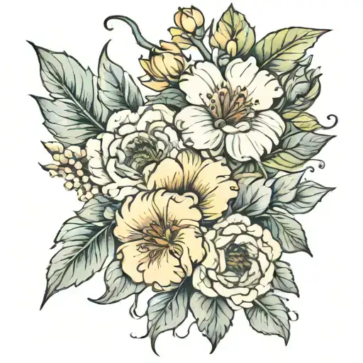 June October April Birth Flower Water Color