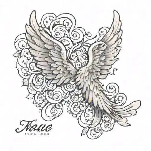 Simple Angel Wings With Name