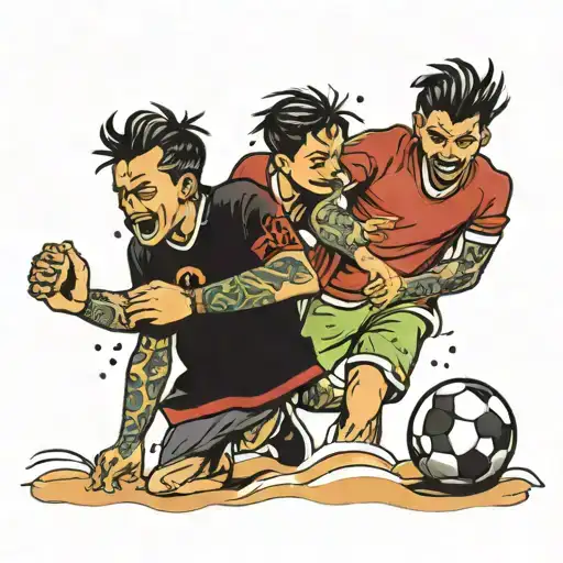 2 Brothers Playing Futbol In The Beach