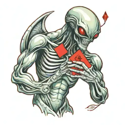 Alien Holding A Playing Card
