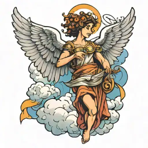 Greek Angel In Clouds