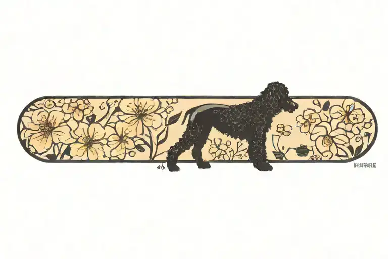 Standard Poodle Silhouette Framed By Dogwood Flowers