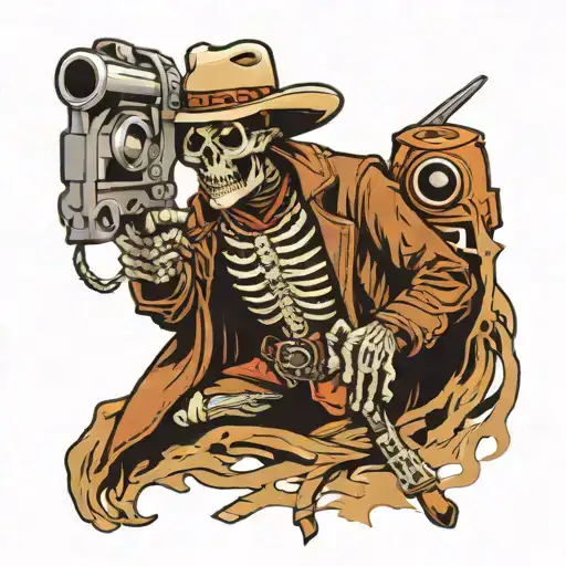 Outlaw Skeleton Cowboy With Gun