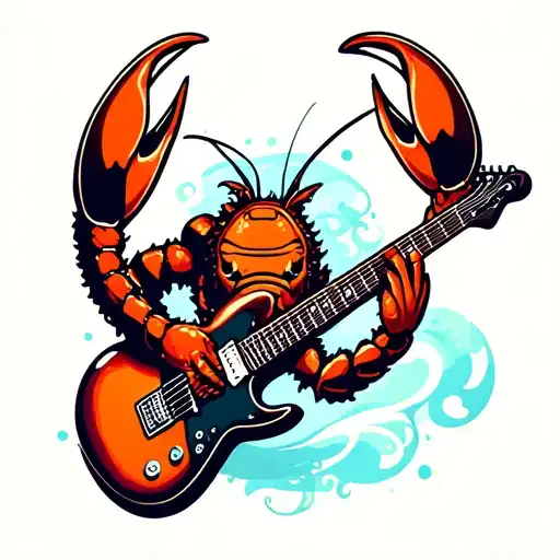 Lobster Rocking Out On A Guitar