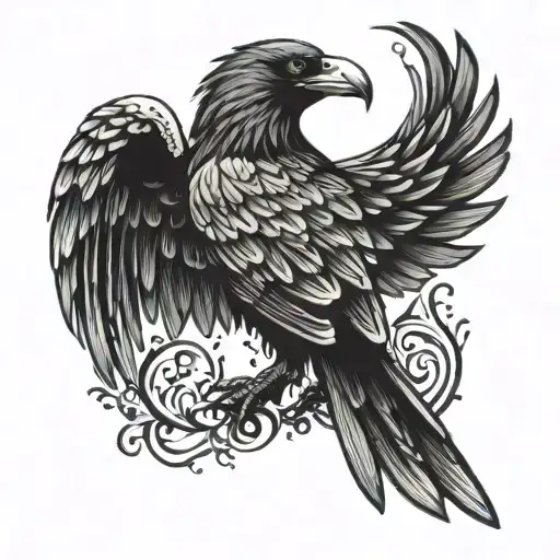 Crow With Phoenix Wings