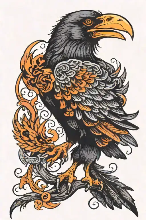 Crow With Phoenix Wings