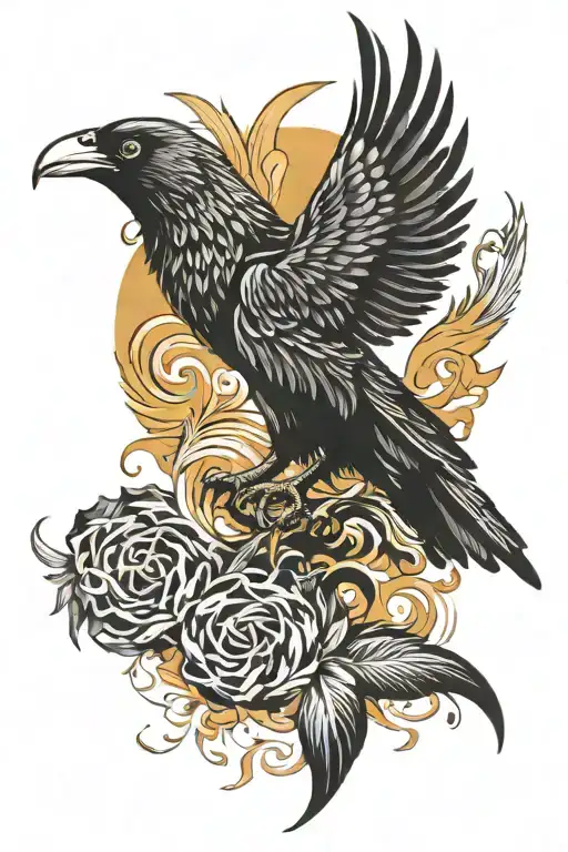 Crow With Phoenix Wings