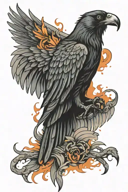 Crow With Phoenix Wings