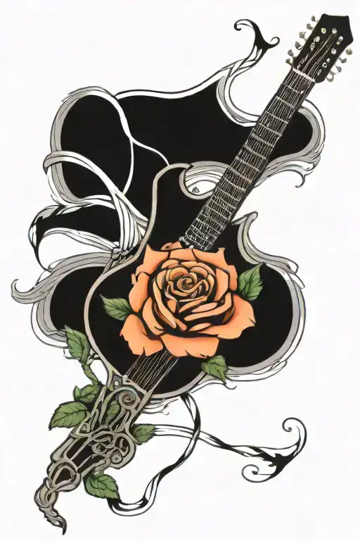 Guitar With Roses Intertwined