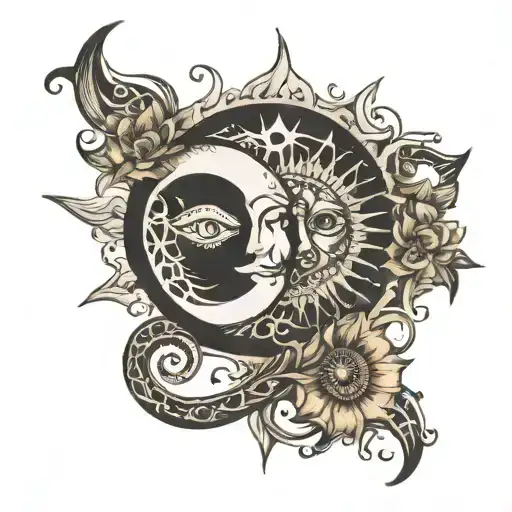 Infinity Sun And Moon Merging Together