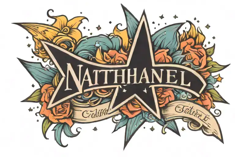 Shooting Star With The Name Nathaniel Intertwined