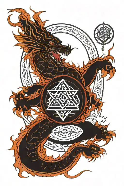 Sri Yantra Chara Protected By Dragon Ouroboros