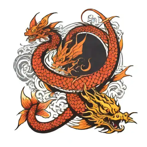 Dragon And Carp In The Form Of An Eight-eye